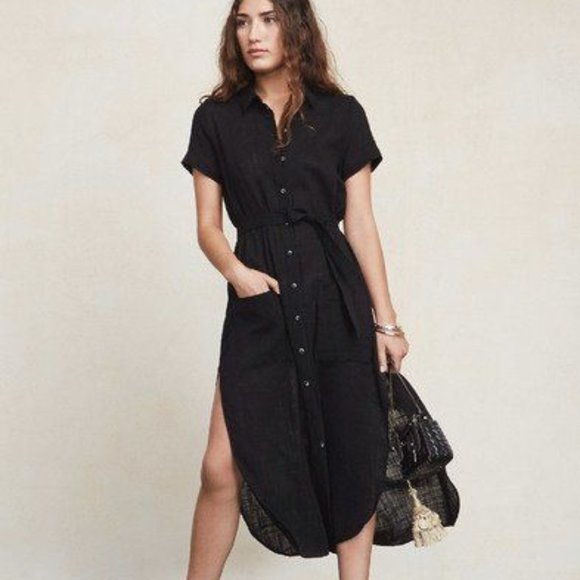 Reformation Dresses & Skirts - Reformation Nairobi Midi Dress Black Button Up